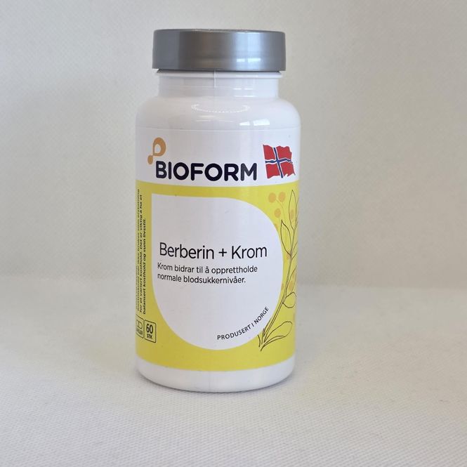 Hovedbilde Berberin + Krom, 60 kapsler